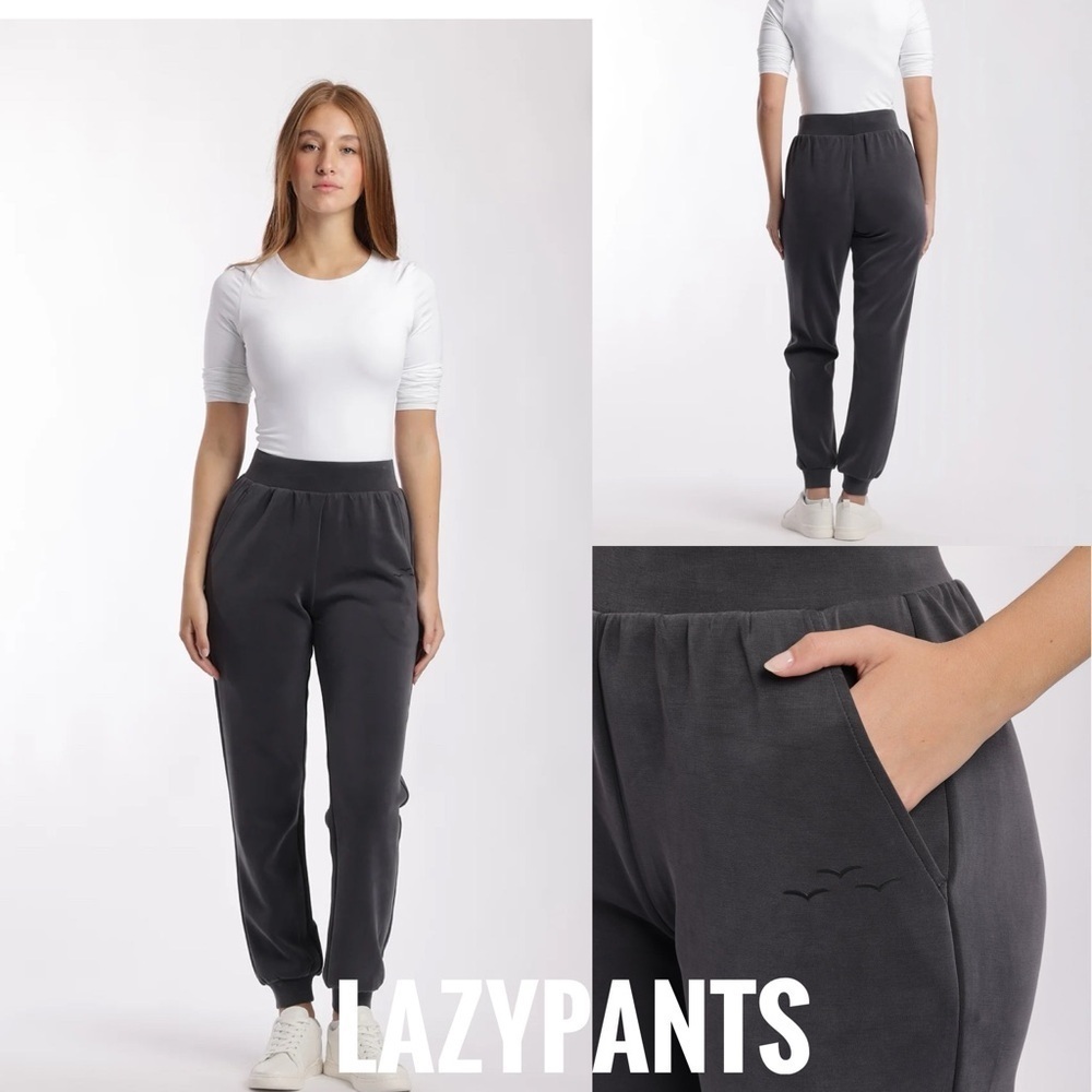 Lazypants PREMIUM LUXE SUEDED DOUBLE KNIT JOGGER IN CHARCOAL size M